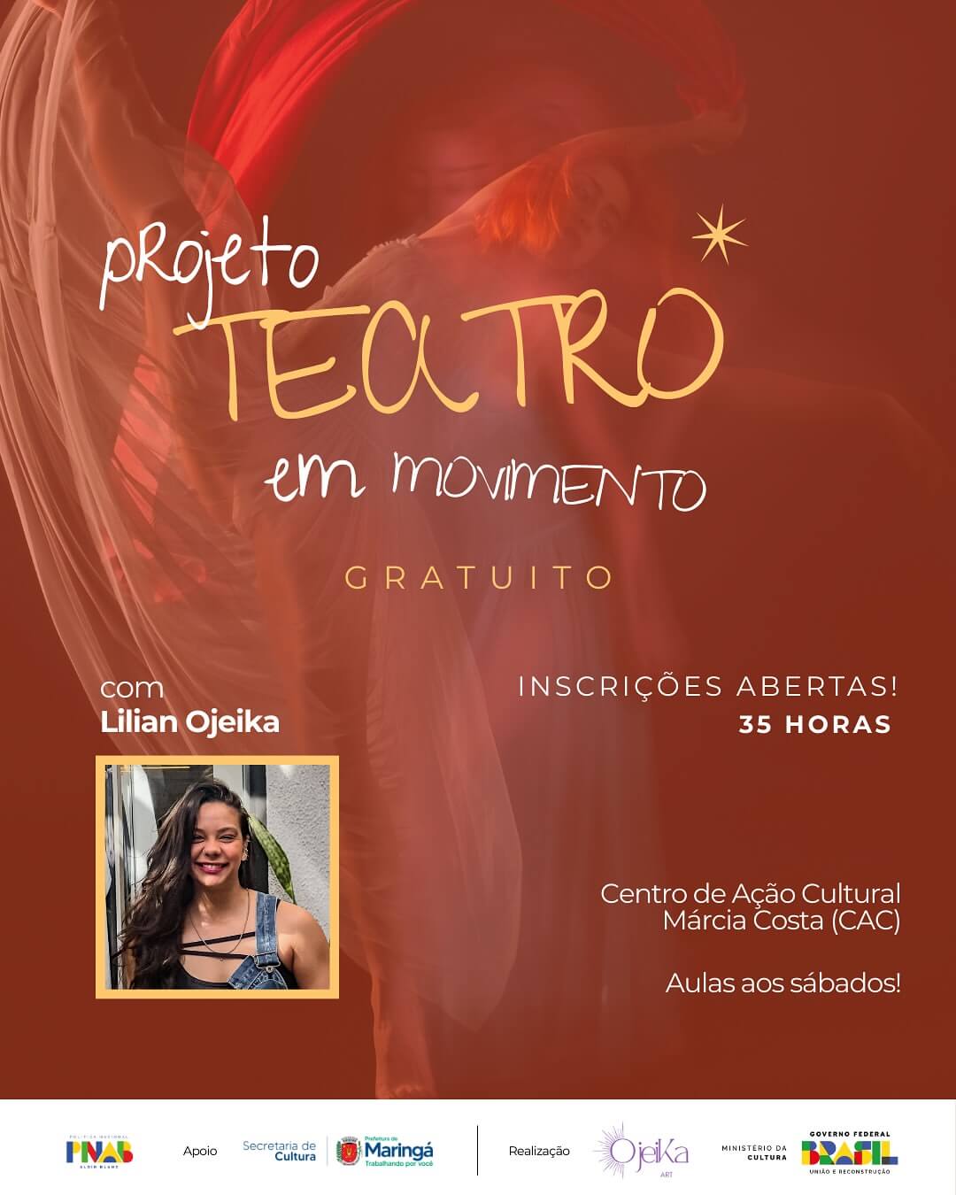 Capa de post: Teatro em Movimento: oficina gratuita capacita iniciantes no teatro