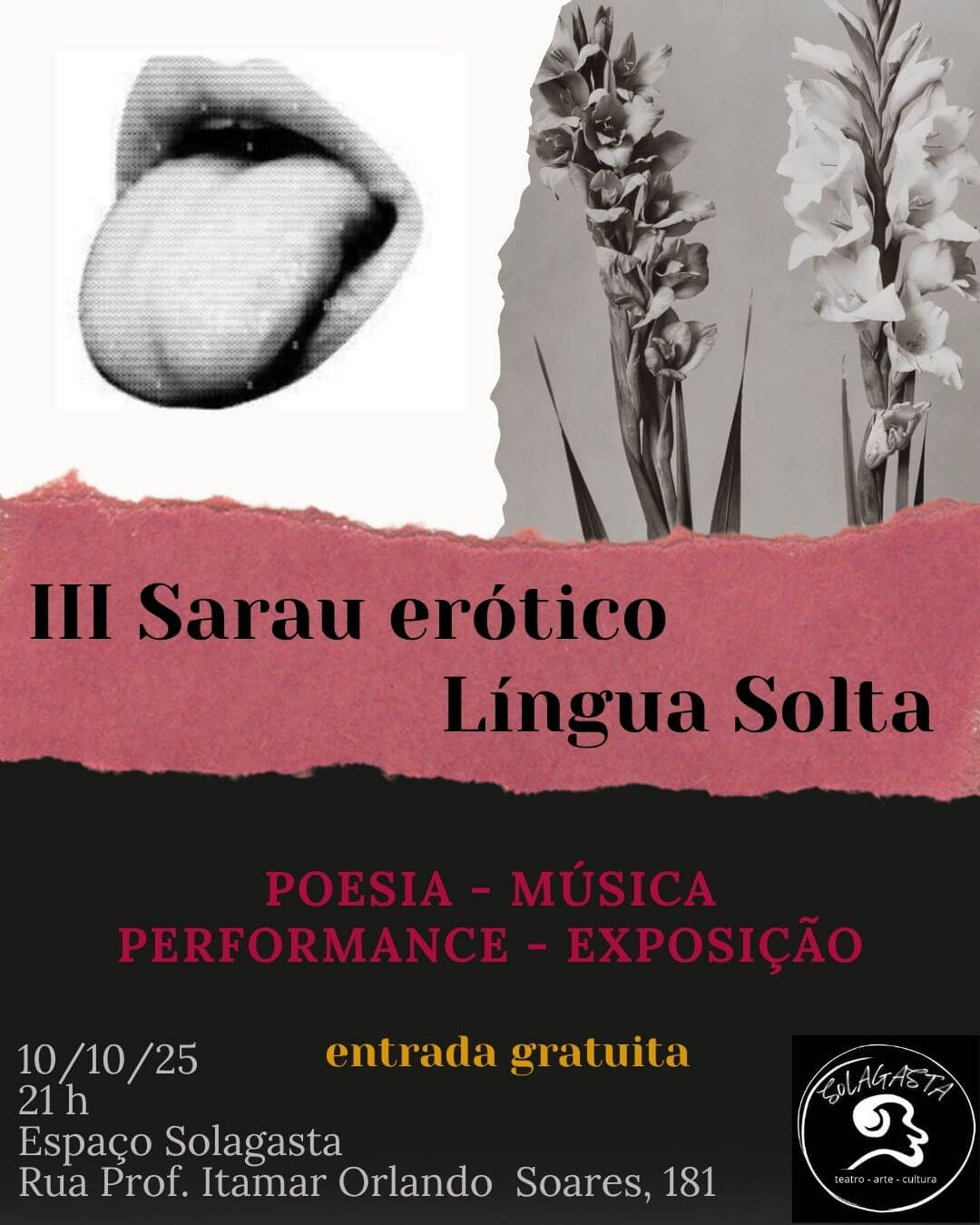 Capa de post: Sarau Erótico Língua Solta chega a sua 3ª edição em Maringá 