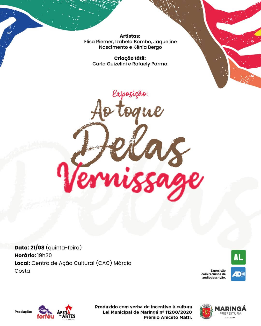 Capa de post: Ao toque delas: exposição com método inédito em Maringá promove acessibilidade a pessoas com deficiência visual na arte