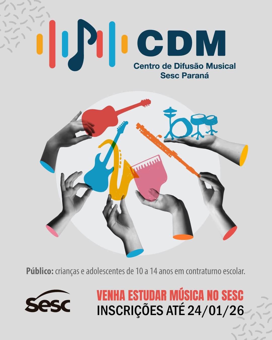 Capa de post: SESC Maringá oferece bolsas de estudos de música