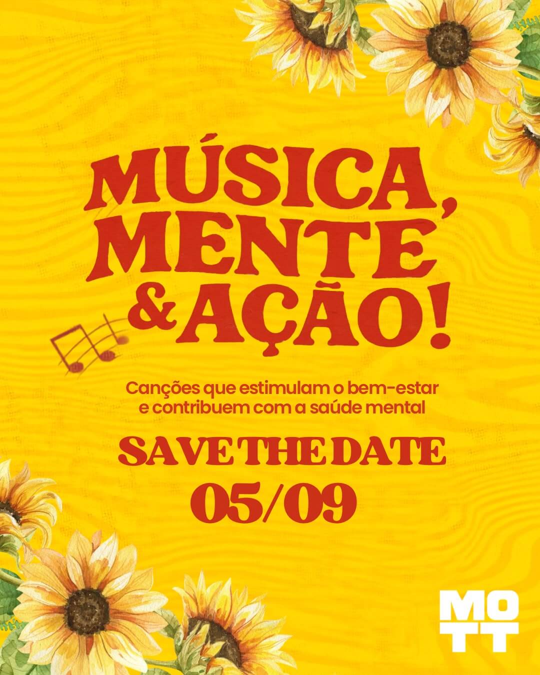 Capa de post: Mott Oficina Café recebe o IV Setembro Amarelo no dia 5 de setembro