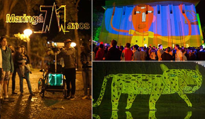 Capa de post: Maringá comemora 71 anos com projeção de desenhos gigantes no Parque do Ingá 